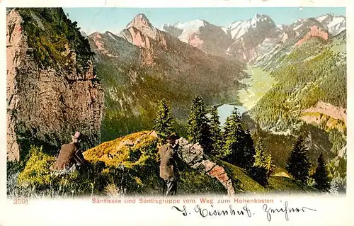 AK / Ansichtskarte  Saentis_2504m_AR Saentissee und Saentisgruppe vom Weg zum Hohen Kasten