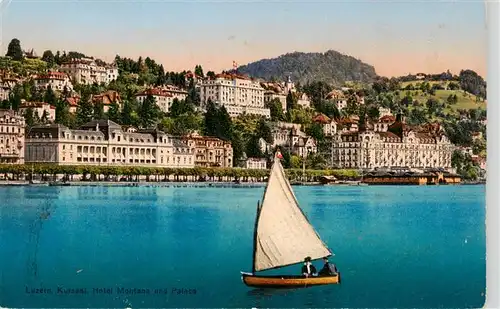 AK / Ansichtskarte  Luzern__LU Ansicht vom See aus Hotel Montana und Palace