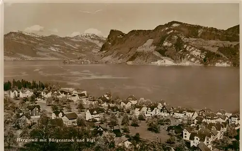 AK / Ansichtskarte  Hergiswil_NW Panorama Vierwaldstaettersee mit Buergenstock und Rigi