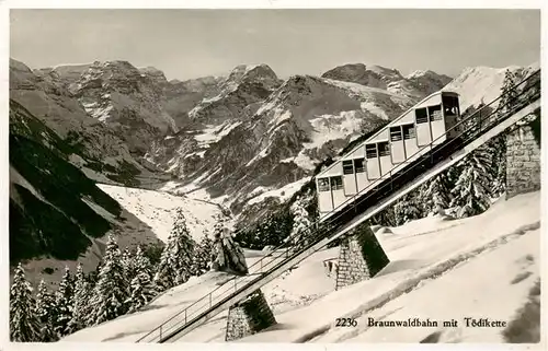 AK / Ansichtskarte  Braunwald_GL Braunwaldbahn Bergbahn mit Toedikette Alpen