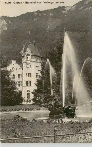 AK / Ansichtskarte  Glarus_GL Bahnhof Volksgarten Fontaene