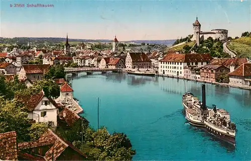 AK / Ansichtskarte  Schaffhausen__SH Panorama Dampfer Festung Munot