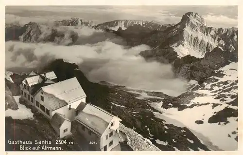 AK / Ansichtskarte  Saentis_2504m_AR Gasthaus Saentis mit Blick auf Altmann 