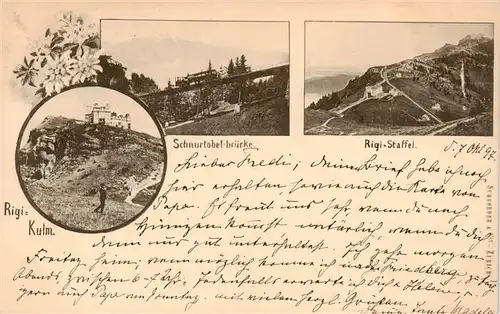 AK / Ansichtskarte  Rigi_Kulm Schnurtobel Bruecke und Rigi Staffel