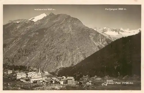 AK / Ansichtskarte Saas Fee_VS Panorama mit Weissmies und Portjengrat 