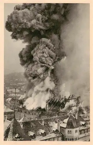 AK / Ansichtskarte Stuttgart Brand des Stuttgarter Alten Schlosses Rauchsaeule aus dem Ostturm nach Einsturz des Daches Stuttgart