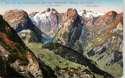 AK / Ansichtskarte Stauberengrat Blick auf Faehlenseeli Altmann und Saentis 