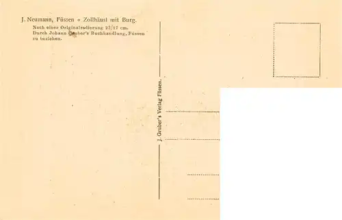 AK / Ansichtskarte Fuessen_Allgaeu Zollhaeusl mit Burg Radierung Fuessen Allgaeu