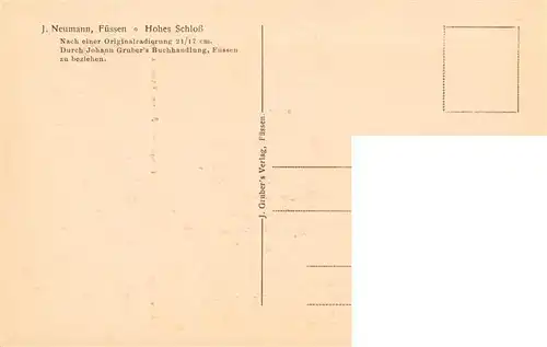 AK / Ansichtskarte Fuessen_Allgaeu Hohes Schloss vom Baumgarten Radierung Fuessen Allgaeu