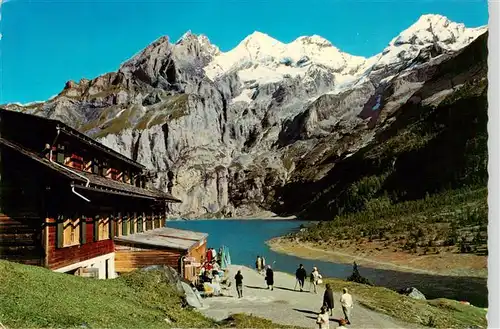 AK / Ansichtskarte Oeschinensee_oeschinensee_1578m_BE Hotel Oeschinensee mit Bluemlisalpgruppe und Fruendenhorn 