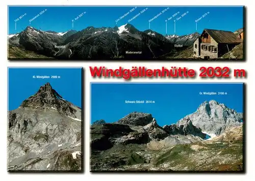 AK / Ansichtskarte Windgaellenhuette_2035m_Oberalpstock_UR Kleine Windgaellen Schwarz Stoeckli Grosse Windgaellen 