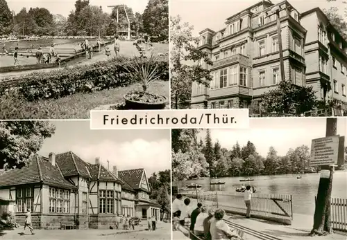 AK / Ansichtskarte Friedrichroda Schwimmbad Haus Waldfrieden Bahnhof Reinhardsbrunn Gondelteich im Park Reinhardsbrunn Friedrichroda