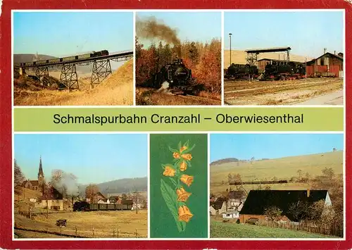 AK / Ansichtskarte Oberwiesenthal_Erzgebirge Schmalspurbahn Cranzahl Viadukt Bergfahrt bei Kretscham Lokeinsatzteile Hammerunterwiesenthal Ortsdurchfahrt Unterneudorf Oberwiesenthal Erzgebirge