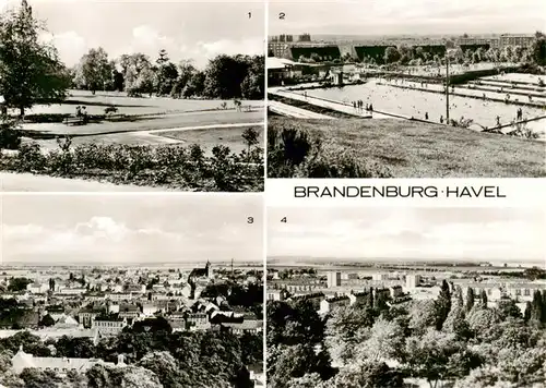 AK / Ansichtskarte Brandenburg__Havel Volkspark Marienberg Schwimmbecken Teilansicht Blick auf Brandenburg Nord 