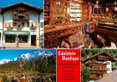 AK / Ansichtskarte Mittenwald_Bayern Edelstein Boutique Teilansichten Panorama Mittenwald Bayern