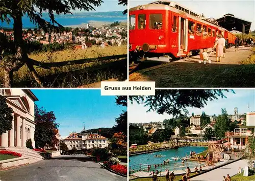 AK / Ansichtskarte  Heiden_AR Bodenseeblick Rorschach Heidenbahn Kirchplatz mit Hotel Krone Schwimmbad