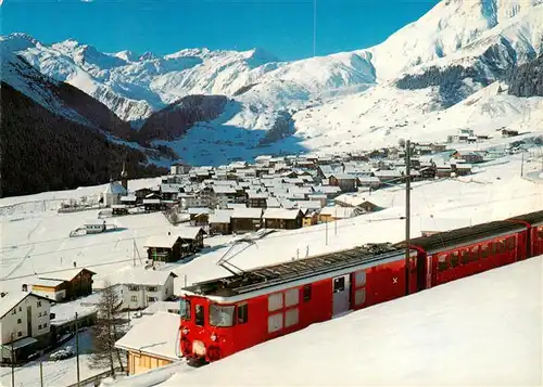 AK / Ansichtskarte  Sedrun Rueras und Skigebiet von Milez mit Eisenbahn