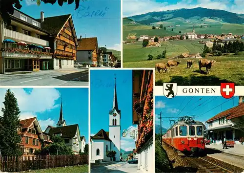 AK / Ansichtskarte  Gonten_IR Ortspartien Panorama Kirche Bahnhof