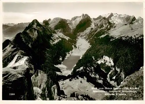 AK / Ansichtskarte  Hoher_Kasten_Hohenkasten_1799m_IR Blick auf Saembtisersee Staubern Kreuzberge Altmann und Saentis