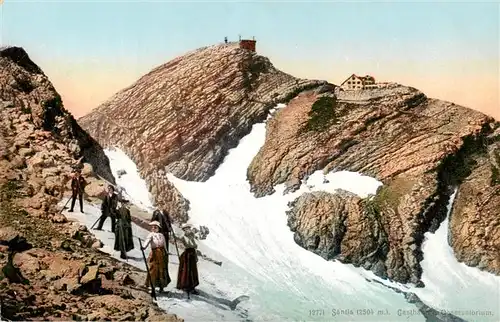 AK / Ansichtskarte  Saentis_2504m_AR Gasthaus und Observatorium