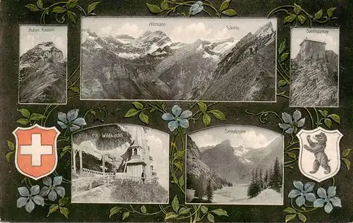 AK / Ansichtskarte  Appenzeller_Land_IR Hoher Kasten Altmann Saentis Saentisspitze Wildkirchli Seealpsee