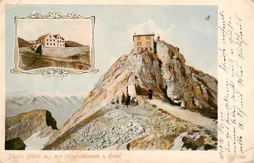 AK / Ansichtskarte  Saentis_2504m_AR mit Observatorium und Saentis Hotel