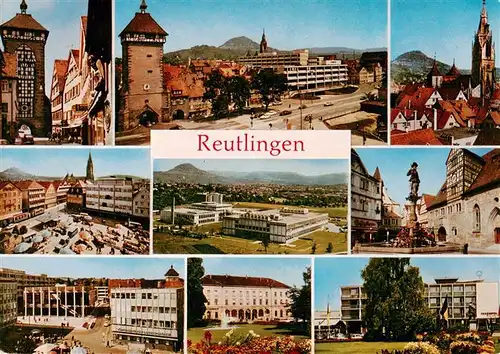 AK / Ansichtskarte  Reutlingen_BW Stadttor Marktplatz Kirche Maximilianbrunnen Teilansichten