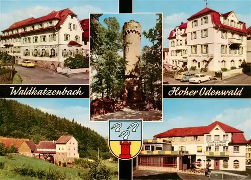 AK / Ansichtskarte 73921283 Waldkatzenbach Gasthof zum Adler Aussichtsturm Landgasthof zum Loewen Hotel