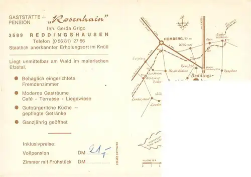 AK / Ansichtskarte  Reddingshausen Gaststaette Pension Rosenhain Gastraum Zimmer