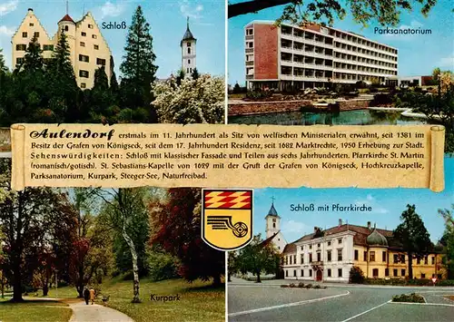 AK / Ansichtskarte  Aulendorf Schloss Parksanatorium Kurpark Schloss mit Pfarrkirche