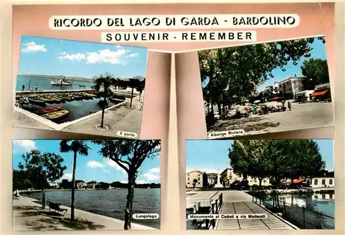 AK / Ansichtskarte  Bardolino_Lago_di_Garda_IT Il porto Albergo Riviera Lungolago Monumento al Caduti e via Matteotti