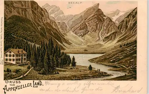 AK / Ansichtskarte  Seealpsee_Saentis_IR Gasthaus Appenzeller Alpen Litho
