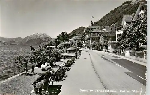 AK / Ansichtskarte  Gersau_Vierwaldstaettersee_SZ Quai mit Blick gegen Pilatus