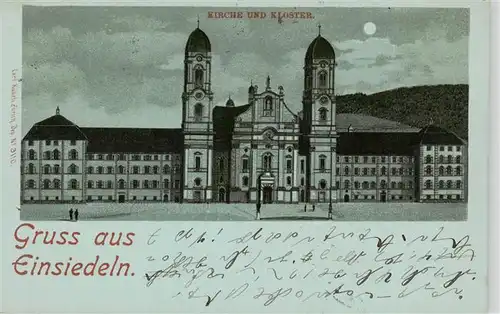 AK / Ansichtskarte  Einsiedeln__SZ Kirche und Kloster im Mondschein