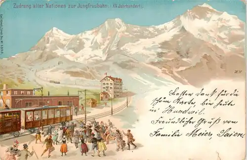 AK / Ansichtskarte  Jungfrau_BE Zudrang aller Nationen zur Jungfraubahn