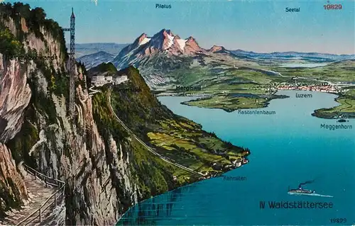 AK / Ansichtskarte  Vierwaldstaettersee_Vierwaldstaedtersee_SZ mit Pilatus Seetal Luzern Kastanienbaum Luzern Meggenhorn
