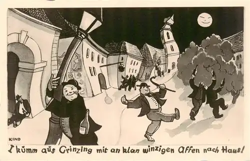 AK / Ansichtskarte  Grinzing_Doebling_Wien_AT Naechtliche Zecher Karikatur