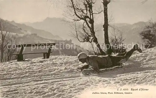 AK / Ansichtskarte 73921515 Schlitten_Bobsleigh_Traineaux J.J.Nr.6295 Sport d´Hiver Jullien frerau Geneve