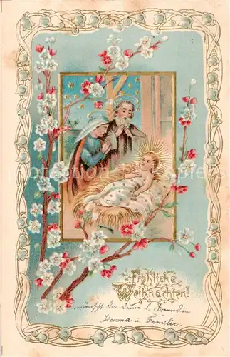 AK / Ansichtskarte  Krippe_Weihnachtskrippe_Crib_Copier Froehlische Weihnachten Litho