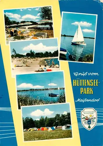 AK / Ansichtskarte 73921563 Meissendorf Huettensee Park Terrasse Strandpartien Segeln Camping
