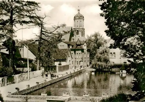 AK / Ansichtskarte 73921606 Neustadt_Orla Gamsenteich mit Blick zur Kirche