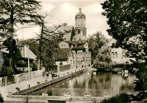 AK / Ansichtskarte 73921607 Neustadt_Orla Gamsenteich mit Blick zur Kirche