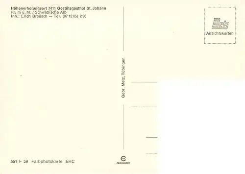 AK / Ansichtskarte  St_Johann_Wuerttemberg Gestuetsgasthof St Johann