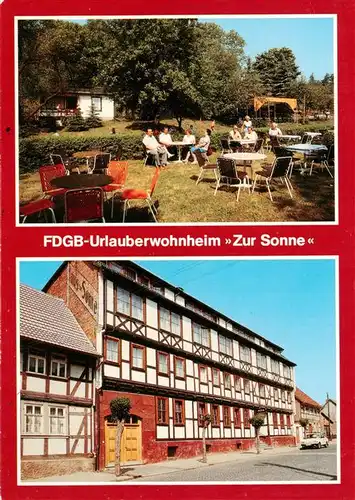 AK / Ansichtskarte 73921658 Neustadt_Harz FDGB Urlauberwohnheim Zur Sonne Gartenterrasse Aussenansicht