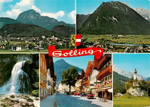 AK / Ansichtskarte  Golling__Salzach_AT Schwarzaberg Hoher Goell Gollinger Wasserfall Marktsrasse St Nikolaus