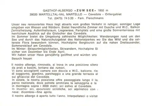 AK / Ansichtskarte  Martelltal_Bolzano_IT Gasthof zum See