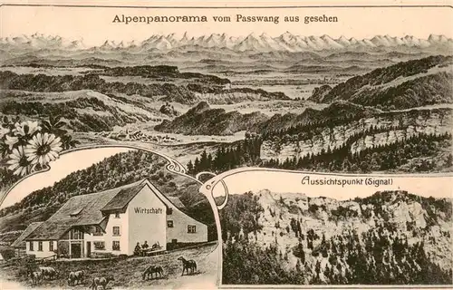 AK / Ansichtskarte  Passwang_Balsthal_SO Alpenpanorama vom Passwang Wirtschaft Aussichtspunkt