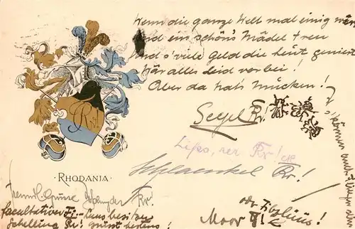 AK / Ansichtskarte  Geneve_GE Wappen der Burschenschaft Rhodania