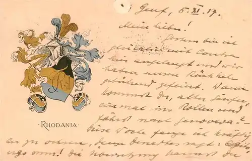 AK / Ansichtskarte  Geneve_GE Wappen der Burschenschaft Rhodania