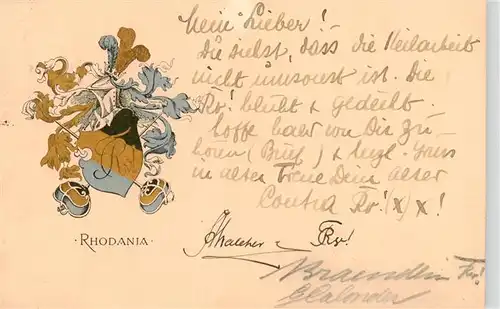 AK / Ansichtskarte  Geneve_GE Wappen der Burschenschaft Rhodania